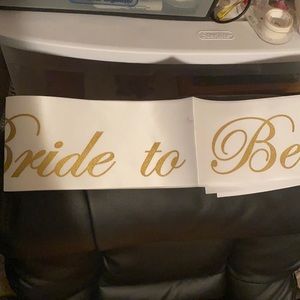 White and glitter gold bride to be sash
